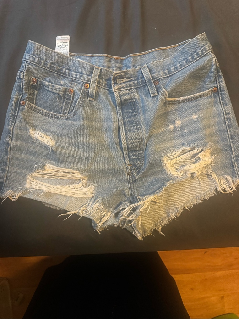 Signature by Levi Strauss Light Blue Distressed Denim Cutoff Shorts